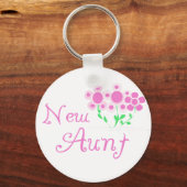Nieuwe Tante Roze Bloemen Tshirts en Geschenken Sleutelhanger (Voorkant)
