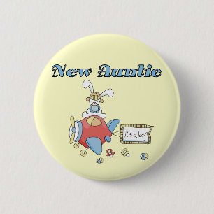 Nieuwe tante - Vliegtuig Tshirts en geschenken Ronde Button 5,7 Cm