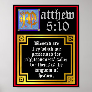 Nieuwe Testament Matthew 5 10 Beatitudes citaat Poster