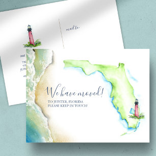 Nieuwe thuis Jupiter Florida verhuisbericht Briefkaart