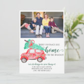 Nieuwe thuis voor de feestdagen rode auto foto ver aankondiging (Staand voorkant)