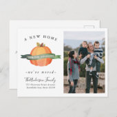 Nieuwe Thuis We Zijn Verhuisd Pompoen Foto Vakanti Aankondigingskaart (Voorkant / Achterkant)