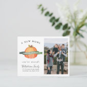 Nieuwe Thuis We Zijn Verhuisd Pompoen Foto Vakanti Aankondigingskaart (Staand voorkant)