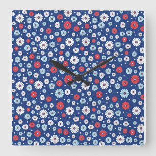 Nieuwe thuiscadeau Floral met rode en witte tint Vierkante Klok