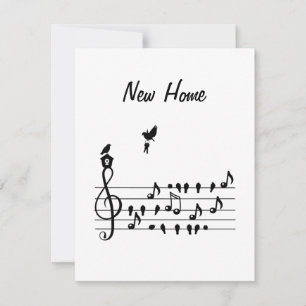 Nieuwe Thuisharmonie: Muzikale Vogel met Huis en S Feestdagenkaart