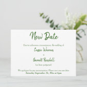 Nieuwe Trouwdatum Groen en Wit Aankondiging (Staand voorkant)