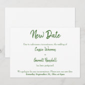 Nieuwe Trouwdatum Groen en Wit Aankondiging (Voorkant / Achterkant)