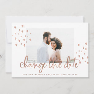 Nieuwe trouwdatum   Roos Gold Script met foto Save The Date