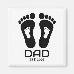 Nieuwe Vader Baby Voetafdrukken Datum Vastgesteld Magneet