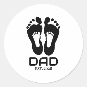 Nieuwe Vader Baby Voetafdrukken Datum Vastgesteld Ronde Sticker