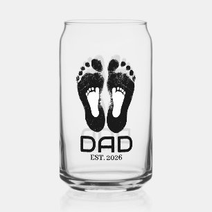 Nieuwe vader baby voetafdrukken ingestelde datum blikvorm glas
