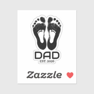 Nieuwe vader baby voetafdrukken ingestelde datum sticker
