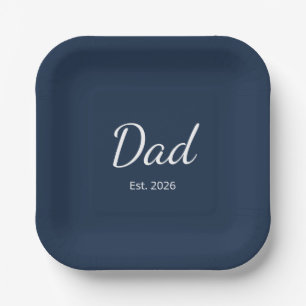 Nieuwe Vader Blauwe Minimalistische Vaderdag Feest Papieren Bordje