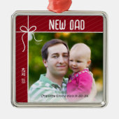 Nieuwe vader en Baby eerste kerstfoto Metalen Ornament (Voorkant)