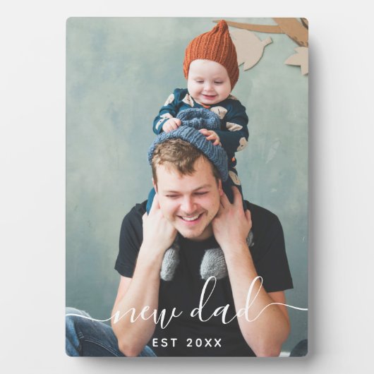 Nieuwe vader en Baby foto Keepslag Fotoplaat (voorkant)