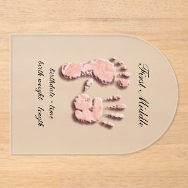 Nieuwe voetafdruk van babyhand acryl uitnodigingen