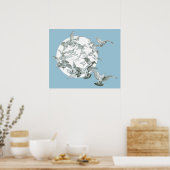  nieuwe vogelstand met volle maan poster (Keuken)