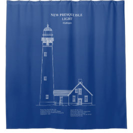 Nieuwe vuurtoren op Presque Isle - Michigan - AD Douchegordijn