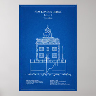 Nieuwe vuurtoren van London Ledge - Connecticut – Poster