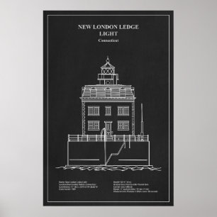 Nieuwe vuurtoren van London Ledge - Connecticut – Poster