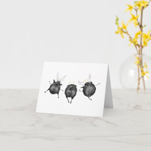 Nieuwe Wings zwarte Pug Angels sympathiekaart Kaart (Gele Bloem)