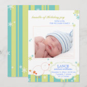 Nieuwe Winter Baby Boy Platte Foto Geboorte Aankondiging (Voorkant / Achterkant)