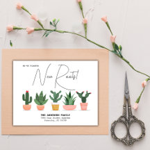 Nieuwe wortels geplant Adres Cactus Watercolor Ver
