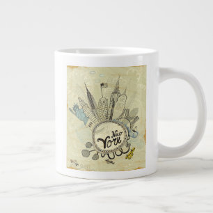 Nieuwe York Doodle Poster Extra Grote Beker