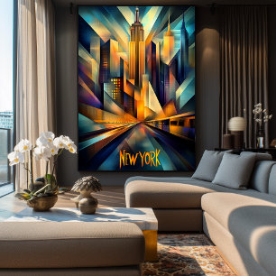 Nieuwe York Dynamisch Kubisme – Moderne Geometrisc Poster