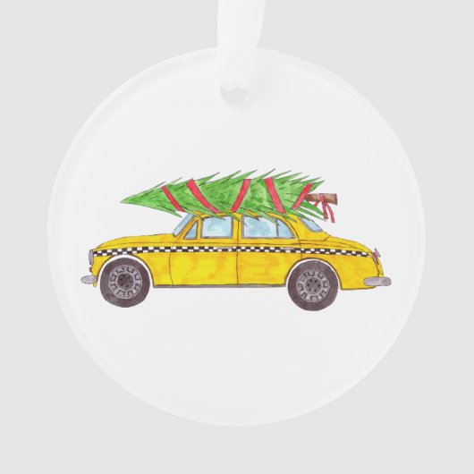 Nieuwe York Gele Taxi Cabine Kerstboom Ornament (voorkant)