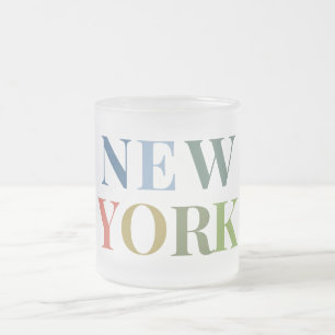 Nieuwe York Kleurrijke Tekst Matglas Koffiemok