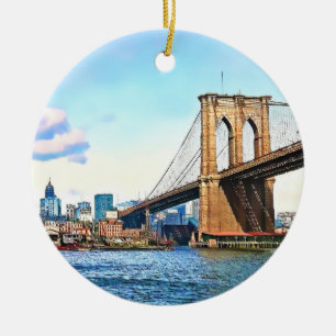 Nieuwe York-landhoofd van de Brooklyn Bridge Keramisch Ornament
