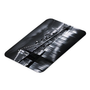 Nieuwe York Silhouet Brooklyn Bridge Monochroom Na Magneet