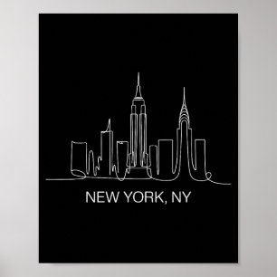 Nieuwe York Stad Silhouet Lijn Kunst Tekening Nyc Poster
