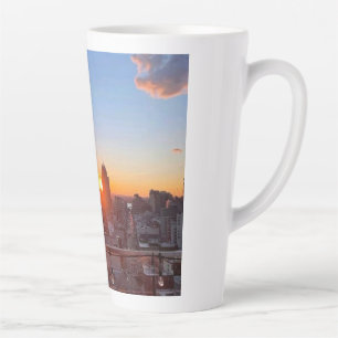 Nieuwe York Stad Silhouette Zonsondergang Dak View Latte Mok