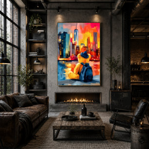 Nieuwe York Teddy Fauvist Manhattan Silhouette Pri Poster
