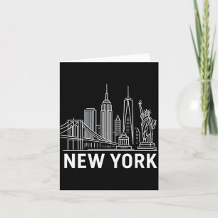 Nieuwe Yorkse Silhouet Met Standbeeld Van Liberty Kaart