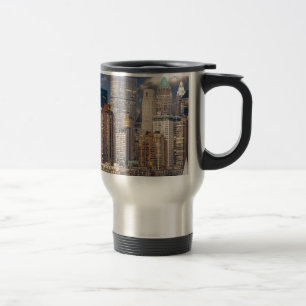 Nieuwe Yorkse skyline en de Manhattan Hudsonrivier Reisbeker