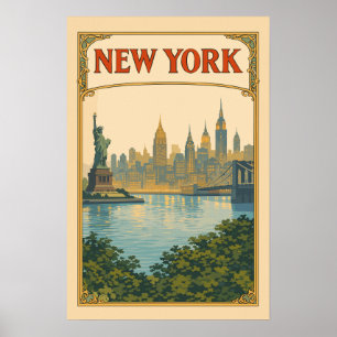 Nieuwe Yorkse Vintage Skyline Reis Poster