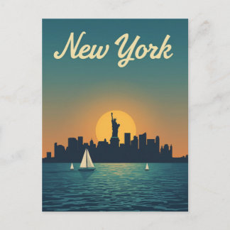 Nieuwe Yorkse zonsondergang skyline uitzicht Briefkaart
