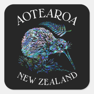 NIEUWE-ZEELAND KIWI PAUA VIERKANTE STICKER