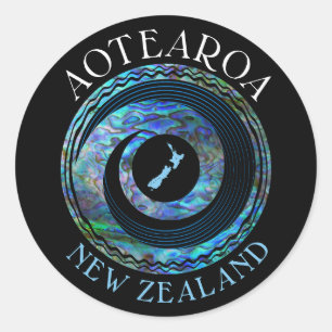 NIEUWE-ZEELAND KORU MAP PAUA RONDE STICKER