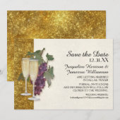 Nieuwejaars champagneglas druiven bewaar de datum kaart (Voorkant / Achterkant)