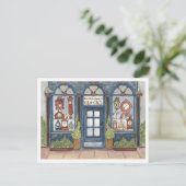Nieuwejaars Vintage Klok Winkel Watercolor Briefkaart (Staand voorkant)