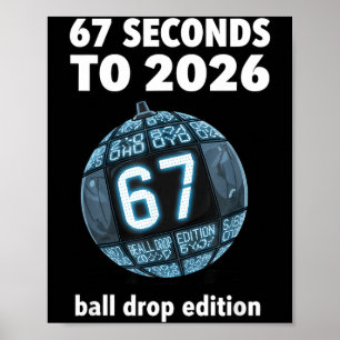 Nieuwejaarsbal-daling Countdown Grappige Brainrot  Poster