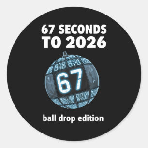 Nieuwejaarsbal-daling Countdown Grappige Brainrot Ronde Sticker