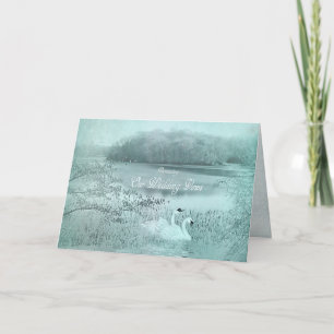 NIEUWENDE WEDING VOWS INVITATION - Two Swans/Lake