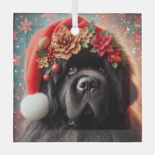 Nieuwf in Fancy Santa Hat Glas Ornament (Voorkant)