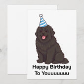 Nieuwfoundse hond Happy Birthday To Youuuuu kaart (Voorkant / Achterkant)