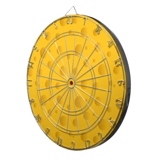 Nieuwigheidskaas geel design dartboard dartbord (Voorkant Rechts)